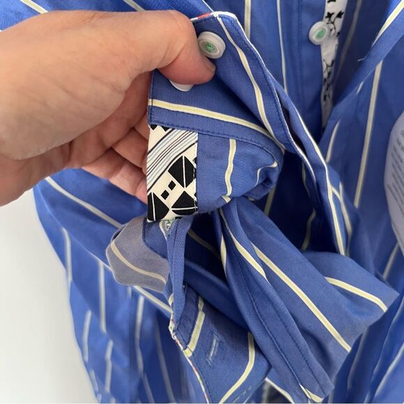 Robert Graham NWT "Aruba" Blue White Stripe Cotton Button Down Dress Shirt - Picture 15 of 16